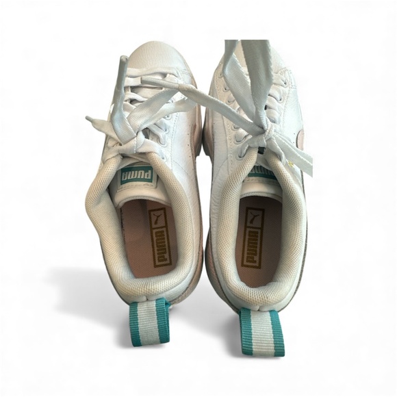 PUMA Mayze Lth Jr Sneakers White Chalk Pink Girls Size 5C - Picture 6 of 7